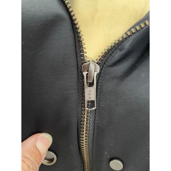 Eileen Fisher Black Weather-Resistant Coat Collar Button zip Closure Micro Liner - Picture 11 of 15
